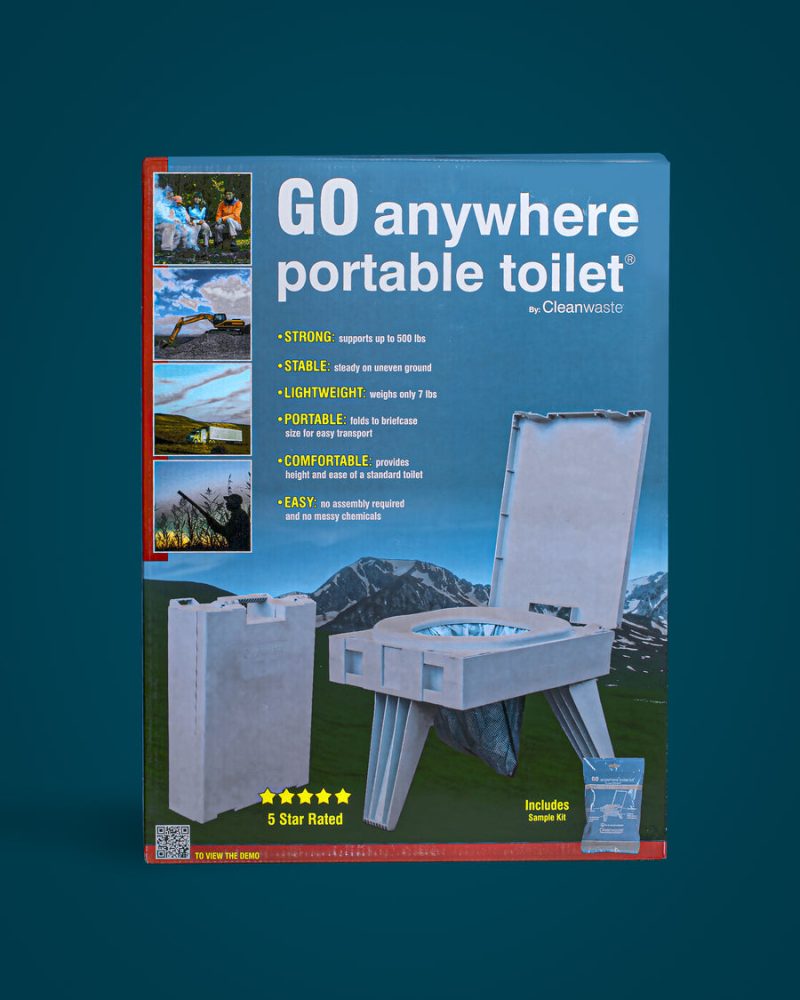 Cleanwaste GO anywhere portable toilet Box Front 900x 5e1b38d5 4c48 4866 b6a6 f92c6def2871